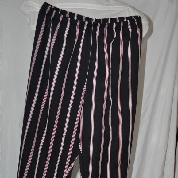 flowy black straight pants with red+white stripes - Picture 2 of 2